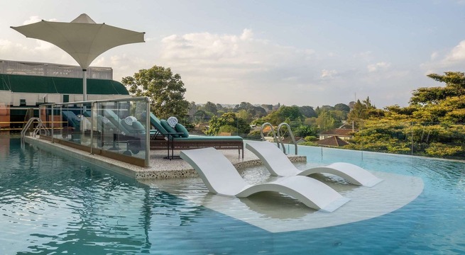 Lounge Chairs by the Infinity Swimming Pool